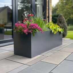 Woven Wood 100cm Zinc Galvanised Matte Grey Trough Planter - thumbnail 3