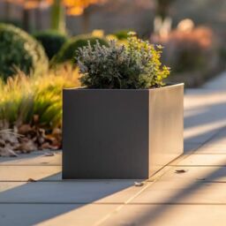 Woven Wood 100cm Zinc Galvanised Matte Grey Trough Planter - thumbnail 8