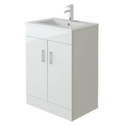 SPETLEK Bathroom Cabinet Vanity Unit Sink Basin Storage in White - thumbnail 1