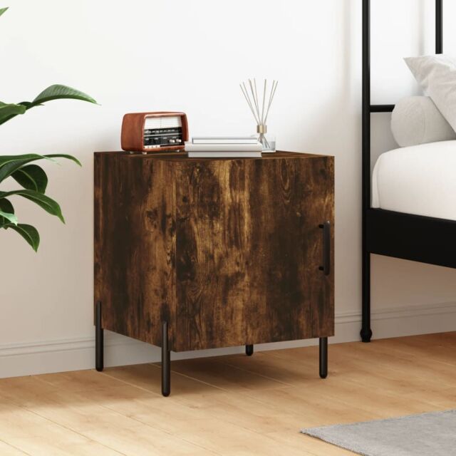 Berkfield Home Bedside Cabinet Smoked Oak 40x40x50 cm Engineered Wood in Brown - Size: 40 x 40 x 50 cm - image 1