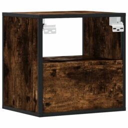 Berkfield Home Wall-mounted Bedside Cabinet Smoked Oak 40x31x39.5 cm in Brown - thumbnail 7