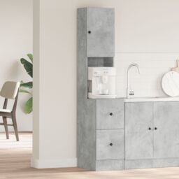 Berkfield Home Kitchen Cabinet Concrete Grey 35x50x180 cm Engineered Wood - Size: 35 x 50 x 180 cm