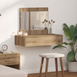 Berkfield Home Wall Hanging Dressing Table Artisan Oak 83x40x70 cm in Brown - Size: 83 x 40 x 70 cm - thumbnail 1