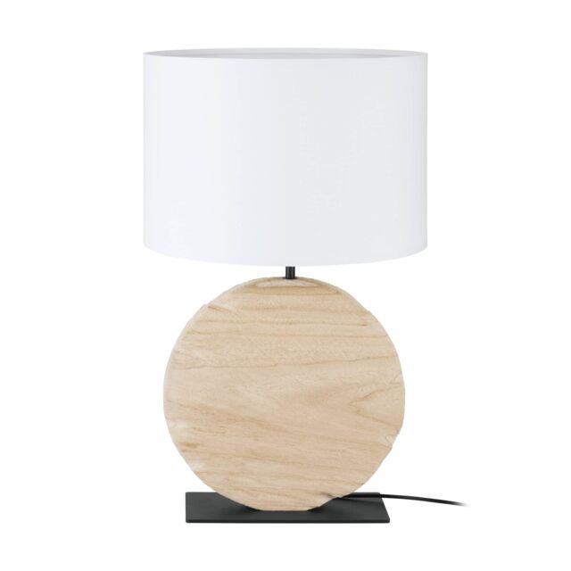 Eglo Contessore Sleek Natural Wood & Fabric Boho Table Lamp in Black - image 1