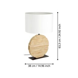 Eglo Contessore Sleek Natural Wood & Fabric Boho Table Lamp in Black - thumbnail 2
