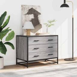 Berkfield Home Drawer Cabinet Grey Sonoma 70x41x56 cm Engineered Wood - Size: 70 x 41 x 56 cm - thumbnail 3
