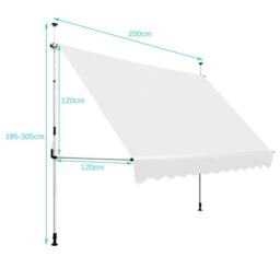 KORVIXA 200 x 120 cm Retractable Canopy Sun Shelter in White - Size: 100 cm x 100 cm - thumbnail 2