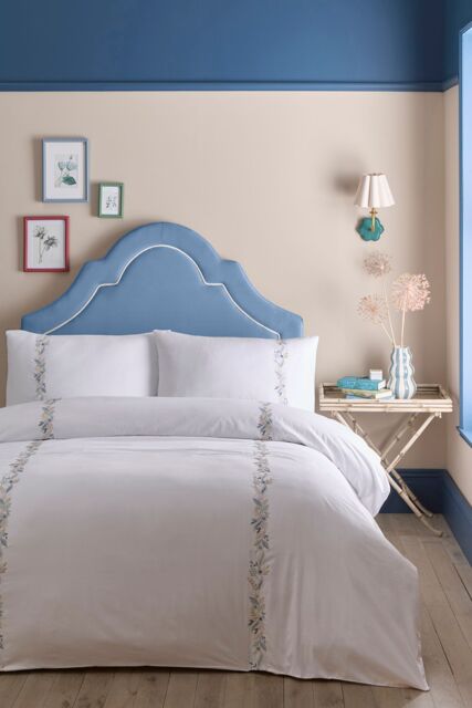 Appletree 'Julianna Embroidery' 100% Cotton Embroidered Floral Duvet Cover Set in White - Size: Double - image 1