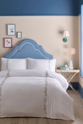 Appletree 'Julianna Embroidery' 100% Cotton Embroidered Floral Duvet Cover Set in White - Size: Double - thumbnail 1