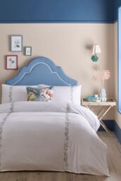 Appletree 'Julianna Embroidery' 100% Cotton Embroidered Floral Duvet Cover Set in White - Size: Double - thumbnail 5
