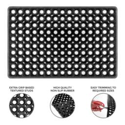 Havendro Non Slip Industrial Rubber Ring Door Mat Outdoor in Black - Size: 100 cm x 100 cm - thumbnail 3