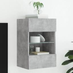 Berkfield Home TV Wall Cabinet with LED Lights Concrete Grey 40x30x60.5 cm - thumbnail 2