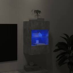 Berkfield Home TV Wall Cabinet with LED Lights Concrete Grey 40x30x60.5 cm - thumbnail 4