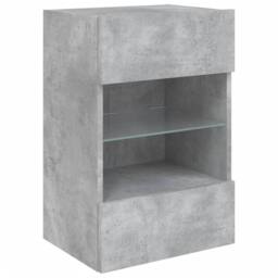 Berkfield Home TV Wall Cabinet with LED Lights Concrete Grey 40x30x60.5 cm - thumbnail 3