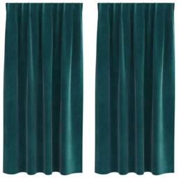 Berkfield Home Blackout Curtains with Top Tape 2 pcs Dark Green Velvet