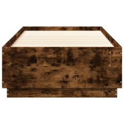 Berkfield Home Bed Frame with LED without Mattress Smoked Oak 90x200 cm in Brown - thumbnail 6