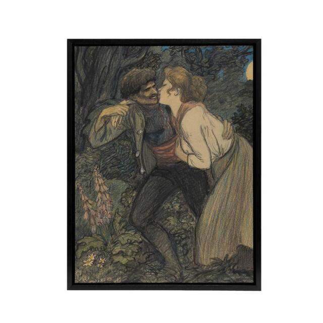 "Artery8 La Chienne Au Loup Painting Steinlen Black Framed Canvas Art Print - Size: W12"" x H16""" - image 1