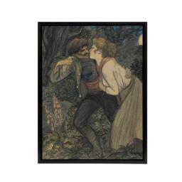 "Artery8 La Chienne Au Loup Painting Steinlen Black Framed Canvas Art Print - Size: W12"" x H16""" - thumbnail 1