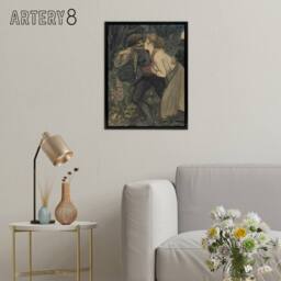 "Artery8 La Chienne Au Loup Painting Steinlen Black Framed Canvas Art Print - Size: W12"" x H16""" - thumbnail 3