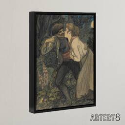 "Artery8 La Chienne Au Loup Painting Steinlen Black Framed Canvas Art Print - Size: W12"" x H16""" - thumbnail 2