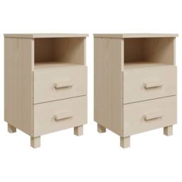 Berkfield Home Bedside Cabinets HAMAR 2 pcs Honey Brown 40x35x62 cm Solid Wood in Tan - Size: 40 x 35 x 62 cm - thumbnail 1