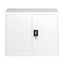 Moderna White Steel Filing Cabinet, 1 Shelf, Lockable 2 Door, 80cm Office Storage