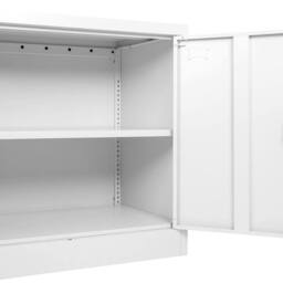 Moderna White Steel Filing Cabinet, 1 Shelf, Lockable 2 Door, 80cm Office Storage - thumbnail 5