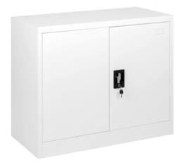 Moderna White Steel Filing Cabinet, 1 Shelf, Lockable 2 Door, 80cm Office Storage - thumbnail 2