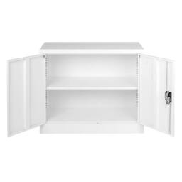 Moderna White Steel Filing Cabinet, 1 Shelf, Lockable 2 Door, 80cm Office Storage - thumbnail 4