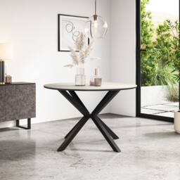 More4Homes Calne White marble Ceramic Round Dining Table & 6 Raye Velvet Chairs in Beige - thumbnail 9