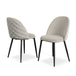 More4Homes Calne White marble Ceramic Round Dining Table & 6 Raye Velvet Chairs in Beige - thumbnail 7