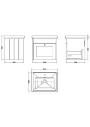 Balterley 500mm Wall Hung 1 Drawer Unit & Classic Basin 1 Tap Hole - Satin Grey - thumbnail 5
