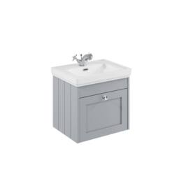 Balterley 500mm Wall Hung 1 Drawer Unit & Classic Basin 1 Tap Hole - Satin Grey