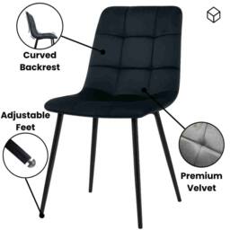 KOSY KOALA Dining Table With 4 Chairs Modern Grey Dining Table Set With 4 Black Velvet Chairs Dining Room Furniture - thumbnail 5