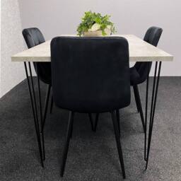 KOSY KOALA Dining Table With 4 Chairs Modern Grey Dining Table Set With 4 Black Velvet Chairs Dining Room Furniture - thumbnail 8