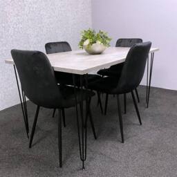 KOSY KOALA Dining Table With 4 Chairs Modern Grey Dining Table Set With 4 Black Velvet Chairs Dining Room Furniture - thumbnail 7