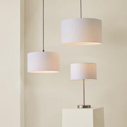 ValueLights Reni White Fabric Easy Fit Drum Ceiling Lamp Shade - Size: Medium - thumbnail 6