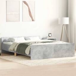 Berkfield Home Durable Bed Frame with Headboard & Footboard Concrete Grey 150x - Size: King - thumbnail 2