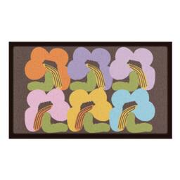 Artsy Mats Elizabeth Olwen Chunky Flowers Indoor/Outdoor Doormat (90x60cm) in Brown - Size: 60 x 90 cm - thumbnail 2