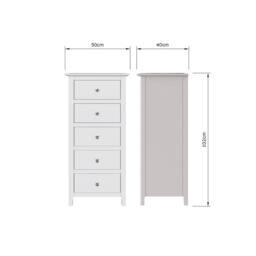 FWStyle Pair Of White Palma 5 Drawer Chest Of Drawers Ready Assembled - thumbnail 4