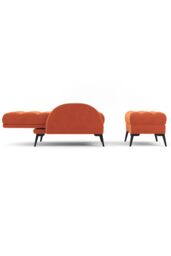 H&O Direct Modern Recliner Lounge Set with Ottoman & Sleek Metal Base in Tangerine - thumbnail 5