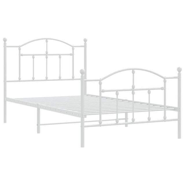 Berkfield Home Metal Bed Frame with Headboard & Footboard White 100x190 cm - image 1
