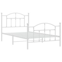 Berkfield Home Metal Bed Frame with Headboard & Footboard White 100x190 cm - thumbnail 1