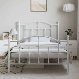 Berkfield Home Metal Bed Frame with Headboard & Footboard White 100x190 cm - thumbnail 4