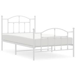 Berkfield Home Metal Bed Frame with Headboard & Footboard White 100x190 cm - thumbnail 3