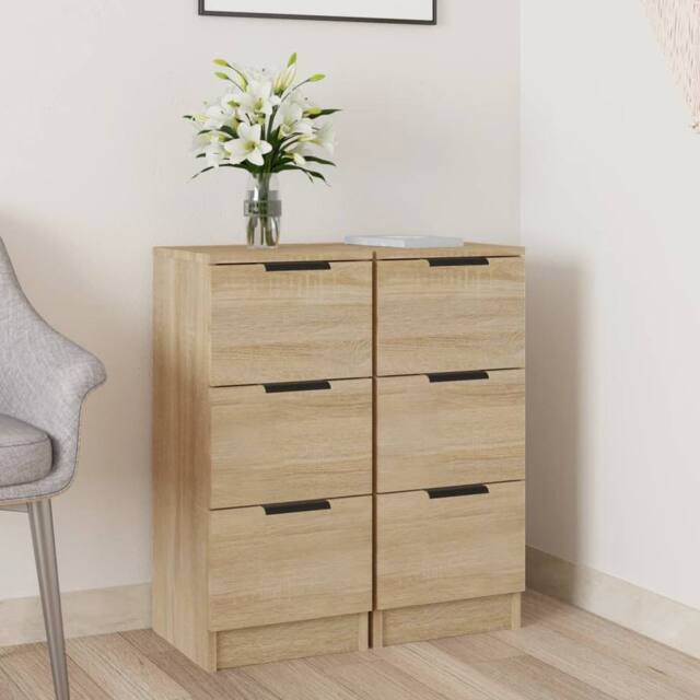 Berkfield Home Sideboards 2 pcs Sonoma Oak 30x30x70 cm Engineered Wood in Natural - Size: 30 x 30 x 70 cm - image 1