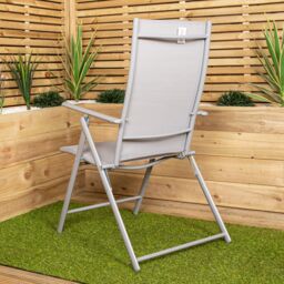 Samuel Alexander Outdoor Garden Patio Multi Position Reclining Folding Chair in Grey - thumbnail 5