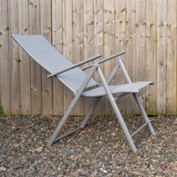 Samuel Alexander Outdoor Garden Patio Multi Position Reclining Folding Chair in Grey - thumbnail 7