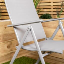 Samuel Alexander Outdoor Garden Patio Multi Position Reclining Folding Chair in Grey - thumbnail 4