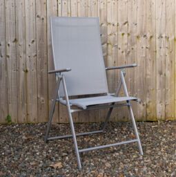 Samuel Alexander Outdoor Garden Patio Multi Position Reclining Folding Chair in Grey - thumbnail 1